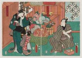 Actors Kataoka Gadô II as Florist (Hanaya) Tokubei (R) and Nakamura Daikichi III as Tokubei's Wife (Tsuma) Ofusa (L)