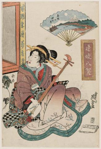 Autumn Moon at Takanawa (Takanawa no aki no tsuki), from the series Eight Dates with Geisha/Eight Views on Fans (Ôgi hakkei)
