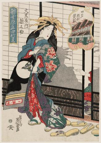 The Fourth Month: Changing Clothes, Green Bamboo Blinds (Shigatsu, koromogae, aosudare), Hinanosuke of the Daikokuya, from the series Annual Events in the New Yoshiwara (Shin Yoshiwara nenjû gyôji)