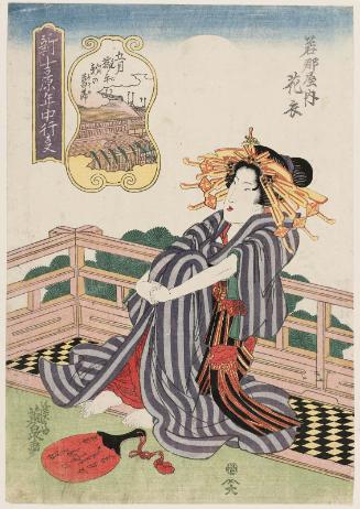 The Fifth Month, the Tango Festival, Sweetflag in the Eaves (Gogatsu, Tango, noki no ayame): Hanagoromo of the Wakanaya, from the series Annual Events in the New Yoshiwara (Shin Yoshiwara nenjû gyôji)