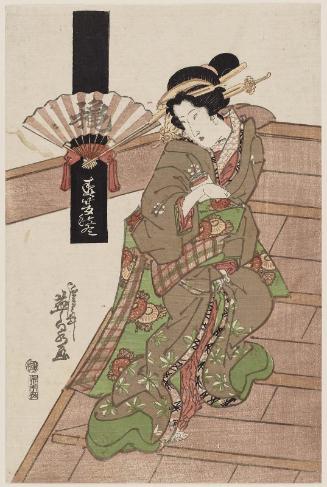 Autumn (Aki): Beauty Climbing Stairs, from the series (?) Four Seasons (Shunkashûtô)