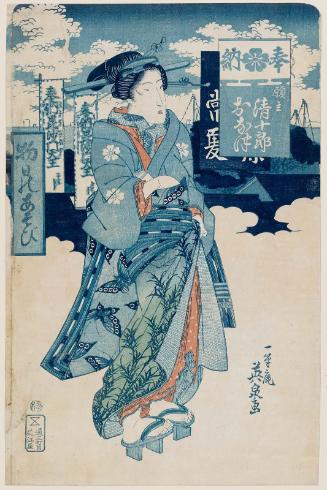 Seijûrô and Onatsu; Banners of Bishamonten; from the series Amusements on the Festival Day (Monbi no asobi)