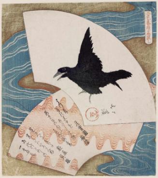 Black: Crow, from the series A Set of Fans on Flowing Water in Five Colors (Goshiki bantsuzuki ôgi nagashi)