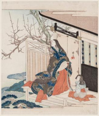 Court Lady Viewing Plum Blossoms; possibly from a series of plum blossoms