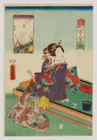 The Plum Garden (Umeyashiki), from the series One Hundred Beautiful Women at Famous Places in Edo (Edo meisho hyakunin bijo)