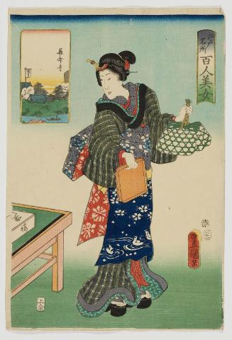 Chômei-ji Temple, from the series One Hundred Beautiful Women at Famous Places in Edo (Edo meisho hyakunin bijo)