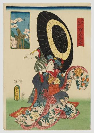 Mimeguri, from the series One Hundred Beautiful Women at Famous Places in Edo (Edo meisho hyakunin bijo)