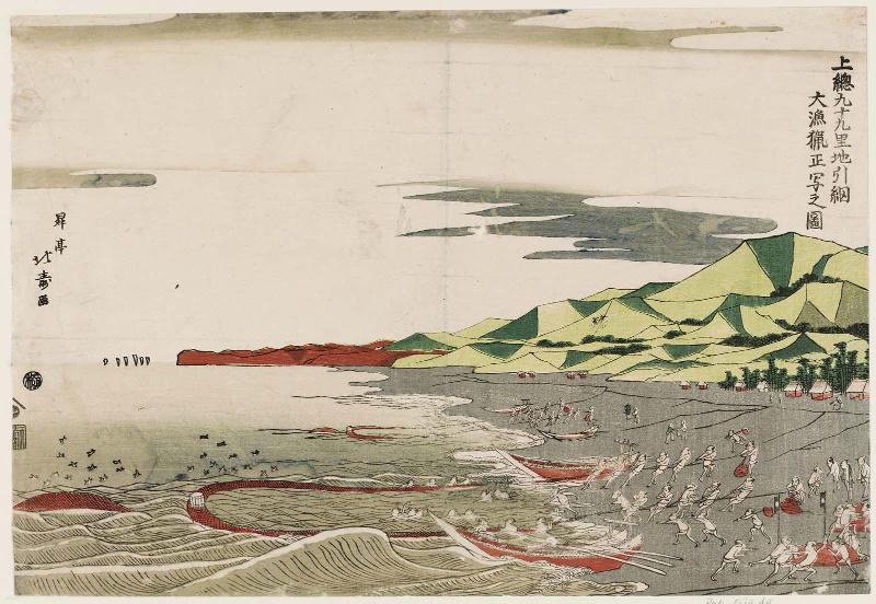 Accurate Depiction of a Great Catch with a Drag-net at Kujûkuri in Kazusa Province (Kazusa Kujûkuri jibikiami daigyoryô shôsha no zu)