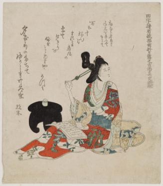 An Old Painting of the Courtesan Yugiri in the Tajiro Collection, Copied by Matora (Tajirô shozô mosha ni oite Yûgiri no koga Matora)