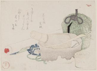 Tea Utensils and Rolled Scroll Painting