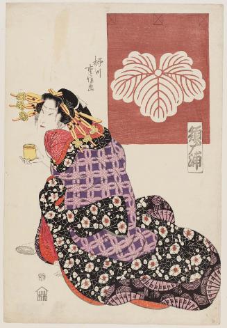 Sugaura of the Tsutaya, from an untitled series of courtesans with door curtains (noren)