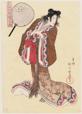 Hinazuru-dayû of the Naka-Ôgiya as Shide (Jittoku), from the series Costume Parade of the Shinmachi Quarter in Osaka (Ôsaka Shinmachi nerimono)