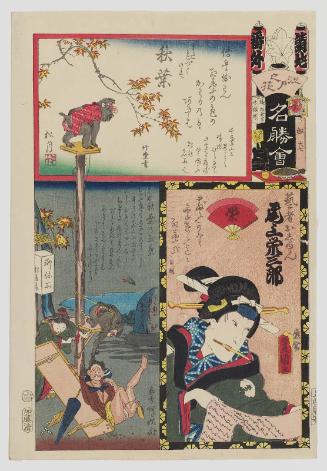 Ukeji Brigade, Extra (Bangai), Akiba: Actor Onoe Eizaburô 4.5 (later Kawarazaki Kunitarô II) as the Geisha Oshun, from the series Flowers of Edo and Views of Famous Places (Edo no hana meishô-e)