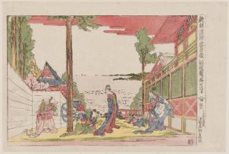 Act I, the Tsurugaoka Shrine (Shodan Tsurugaoka), from the series Newly Published Perspective Pictures of Chûshingura (Shinpan uki-e Chûshingura)