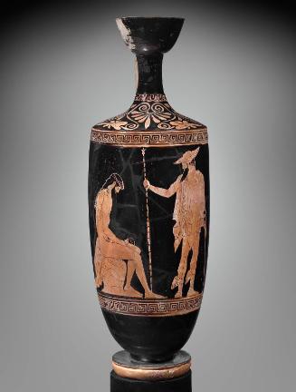 Oil flask (lekythos) with the birth of Dionysos
