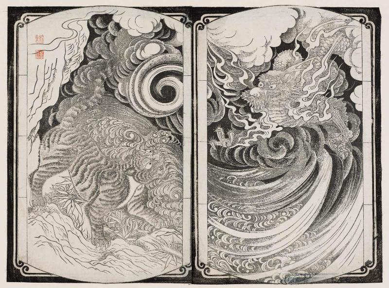 Design for an Inro: Dragon and Tiger, from the book Inro Fu, vol. 1, part 2