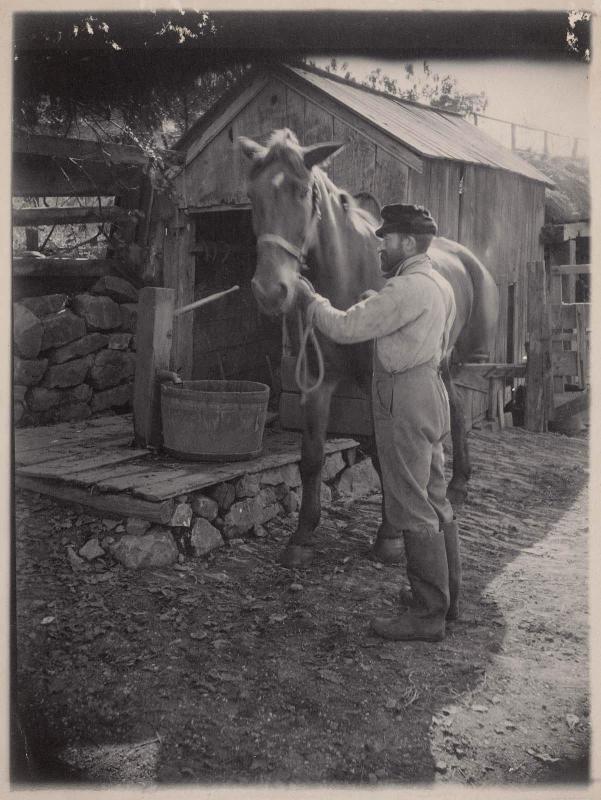 Man and Horse by Waterpump