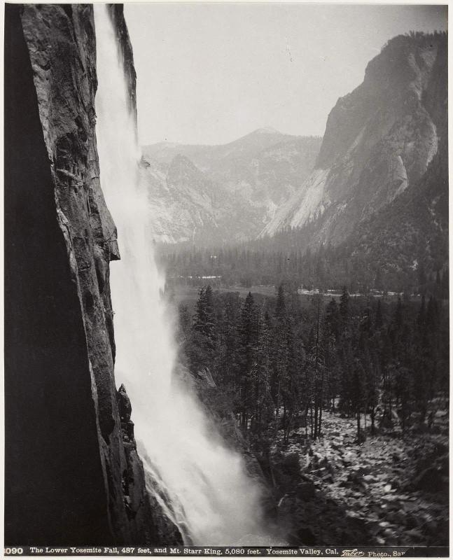 The Lower Yosemite Fall, 487 Feet, and Mt. Starr King, 5,080 Feet, Yosemite Valley, California