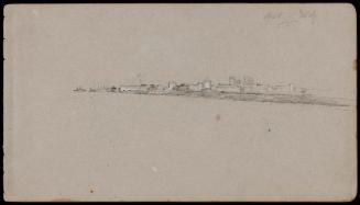 (Recto): Battery, NY; (Verso): Sketches of town, fence and building