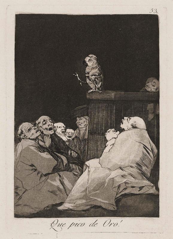 Que pico de Oro. (What a golden beak); Plate 53 from the series "Los Caprichos"