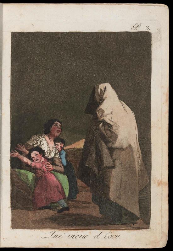 Que viene el Coco. (The bogeyman is coming); Plate 3 bound into "Los Caprichos"