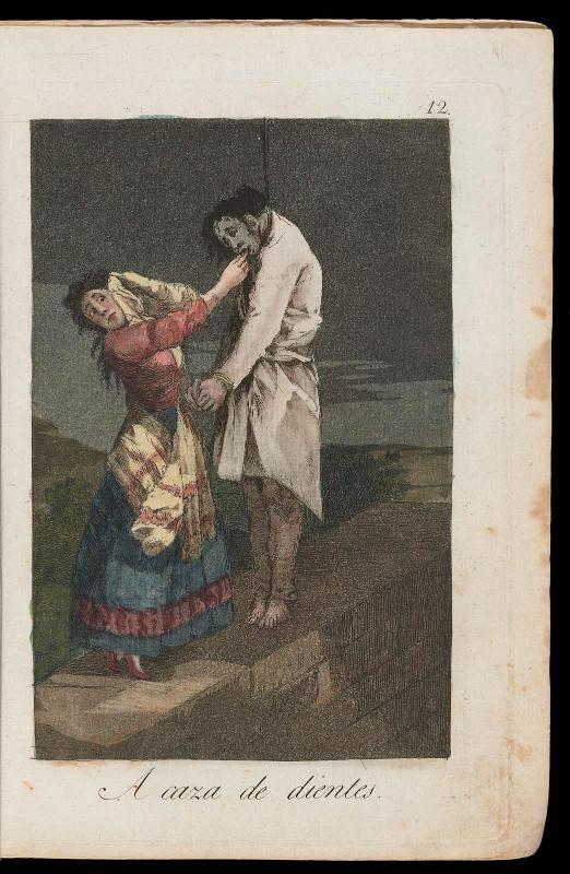 A caza de dientes. (Out hunting for teeth); Plate 12 bound into "Los Caprichos"