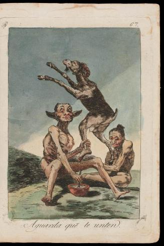 Allá vá eso. (Wait till you've been anointed); Plate 66 bound into "Los Caprichos"