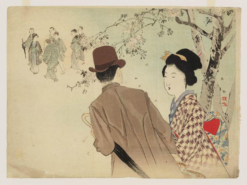 Awakening (Nezame); The Scent of Her Robes, the Breeze of Her Fan (Ikô sen'ei), frontispiece illustration from the literary magazine Bungei kurabu, vol. 4, no. 10