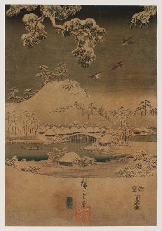 Center sheet of: Snow View (Yuki no nagame), from the series Fashionable Genji (Fûryû Genji)