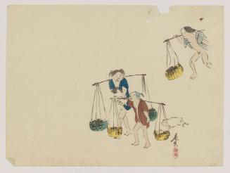 Children Carrying Baskets on Poles