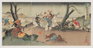 Russo-Japanese War: Illustration of Our Army Taking Occupation of Chongju (Nichiro sensô waga gun Teishû senryô no zu)
