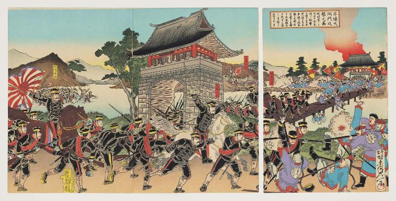 Attack on the Daedong Gate at Pyongyang (Heijô Daidômon kôgeki no zu)