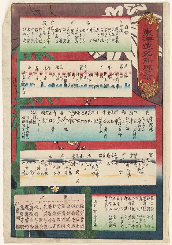 Title page, first edition, from the series Scenes of Famous Places along the Tôkaidô Road (Tôkaidô meisho fûkei), also known as the Processional Tôkaidô (Gyôretsu Tôkaidô)