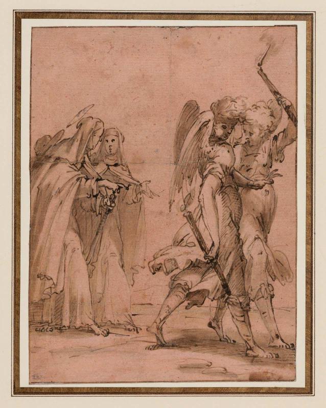 A Pilgrim Saint and a Nun Led by Two Angels