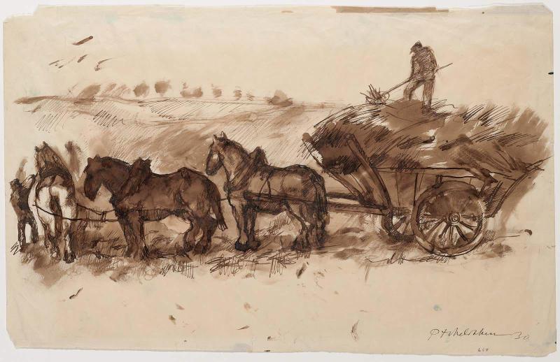 Horses and Hay Cart