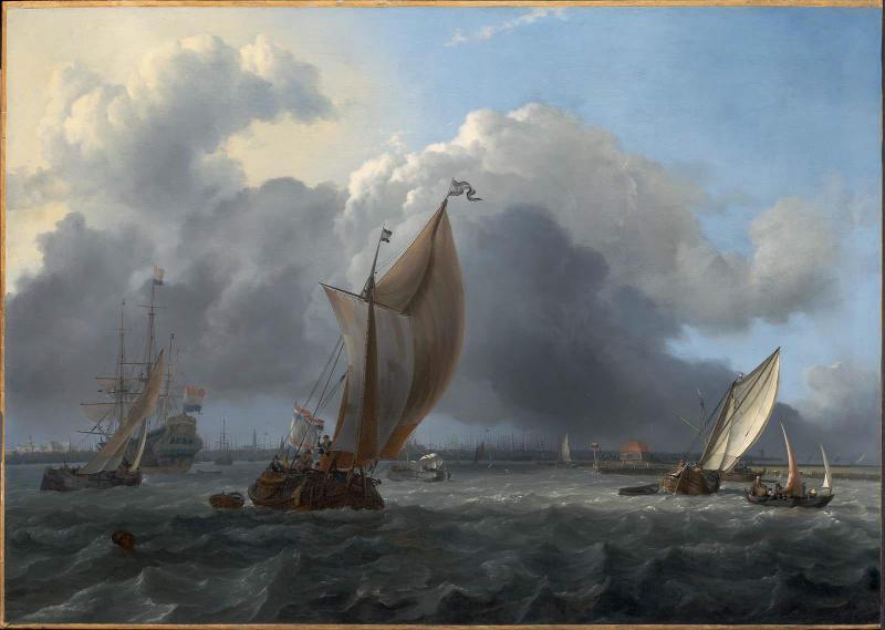 Ships in a Gale on the IJ before the City of Amsterdam