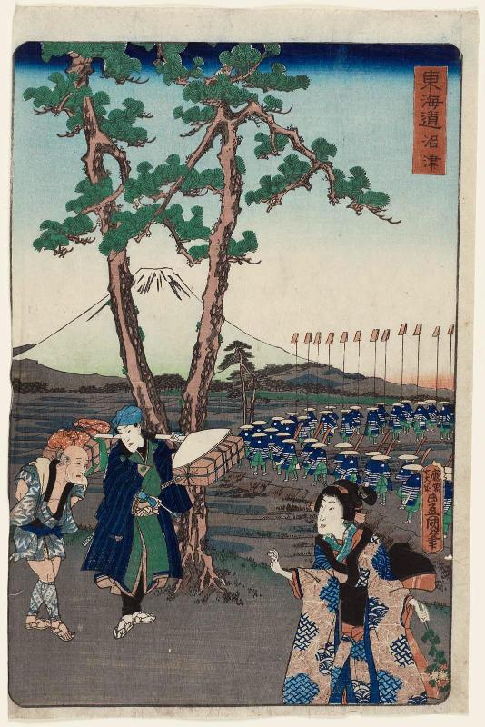 Numazu, from the series Scenes of Famous Places along the Tôkaidô Road (Tôkaidô meisho fûkei), also known as the Processional Tôkaidô (Gyôretsu Tôkaidô), here called Tôkaidô