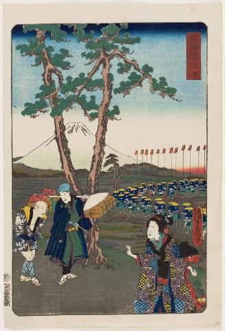 Numazu, from the series Scenes of Famous Places along the Tôkaidô Road (Tôkaidô meisho fûkei), also known as the Processional Tôkaidô (Gyôretsu Tôkaidô), here called Tôkaidô
