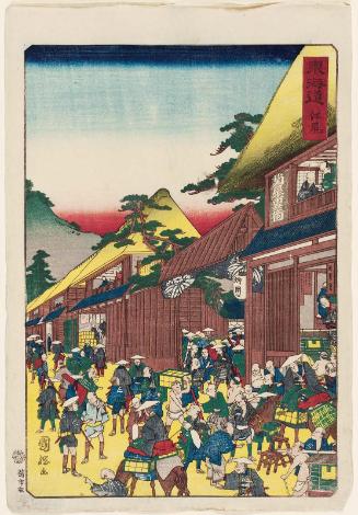 Ejiri, from the series Scenes of Famous Places along the Tôkaidô Road (Tôkaidô meisho fûkei), also known as the Processional Tôkaidô (Gyôretsu Tôkaidô), here called Tôkaidô