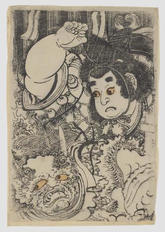 Kintoki Throwing Beans at a Demon