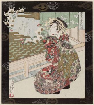 Evening Bell on Leaving the Teahouse (Chayade banshô), from the series Eight Views of the Pleasure Quarters (Kuruwa hakkei)