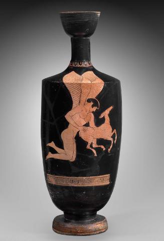 Oil flask (lekythos) with Eros holding a fawn