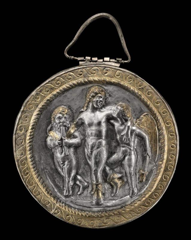 Mirror case with Dionysos, Eros and Pan