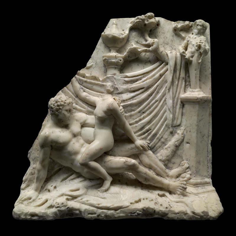 Relief with Herakles and Omphale (or a nymph?)