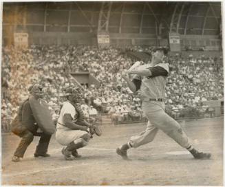 Ted Williams at Bat, in a game against the Dodgers, Miami Stadium, during Spring Training
