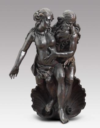 Carved figures:  "Neptune & Sea Nymph on Shell"  Stern gallery ornament