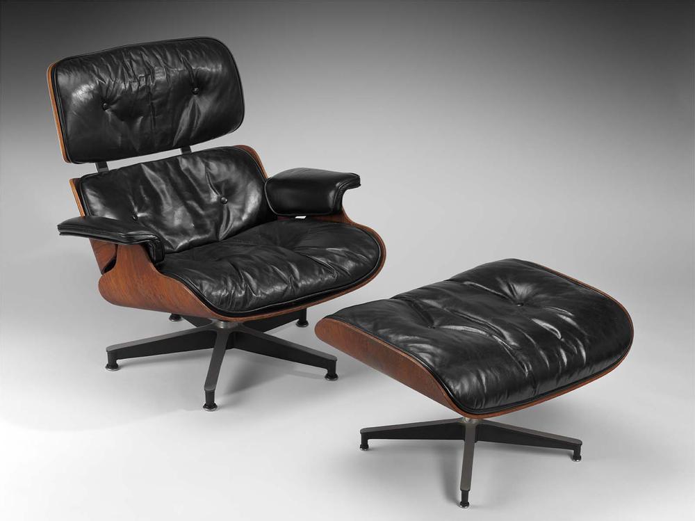 Lounge chair and ottoman, No. 670 and 671