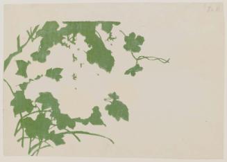 Bird with Hollyhocks and Grapes, No. 3 from a set of fan prints demonstrating the printing process