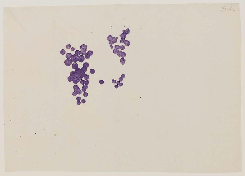Bird with Hollyhocks and Grapes, No. 4 from a set of fan prints demonstrating the printing process