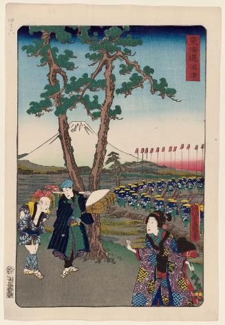 Numazu, from the series Scenes of Famous Places along the Tôkaidô Road (Tôkaidô meisho fûkei), also known as the Processional Tôkaidô (Gyôretsu Tôkaidô), here called Tôkaidô